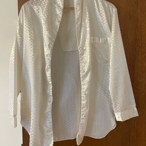 Elegant White Satin Pajama Set